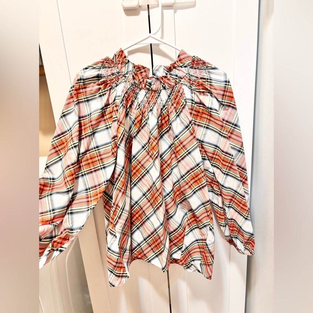 J. Crew Multicolor Plaid Ruffle Blouse